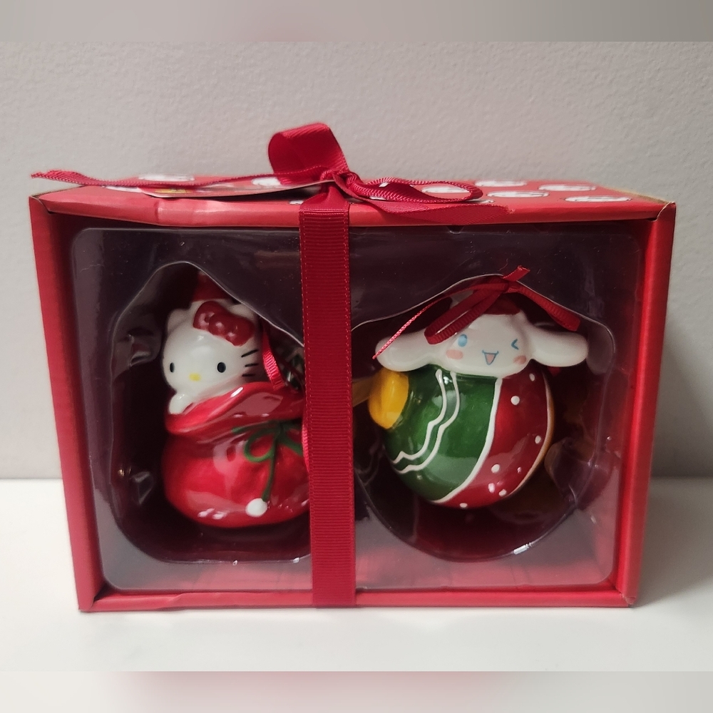 New Hello Kitty Cinnamaroll X Blue Sky Clayworks Christmas Ceramic Ornaments Set